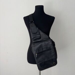 Black Leather Crossbody Sling Bag